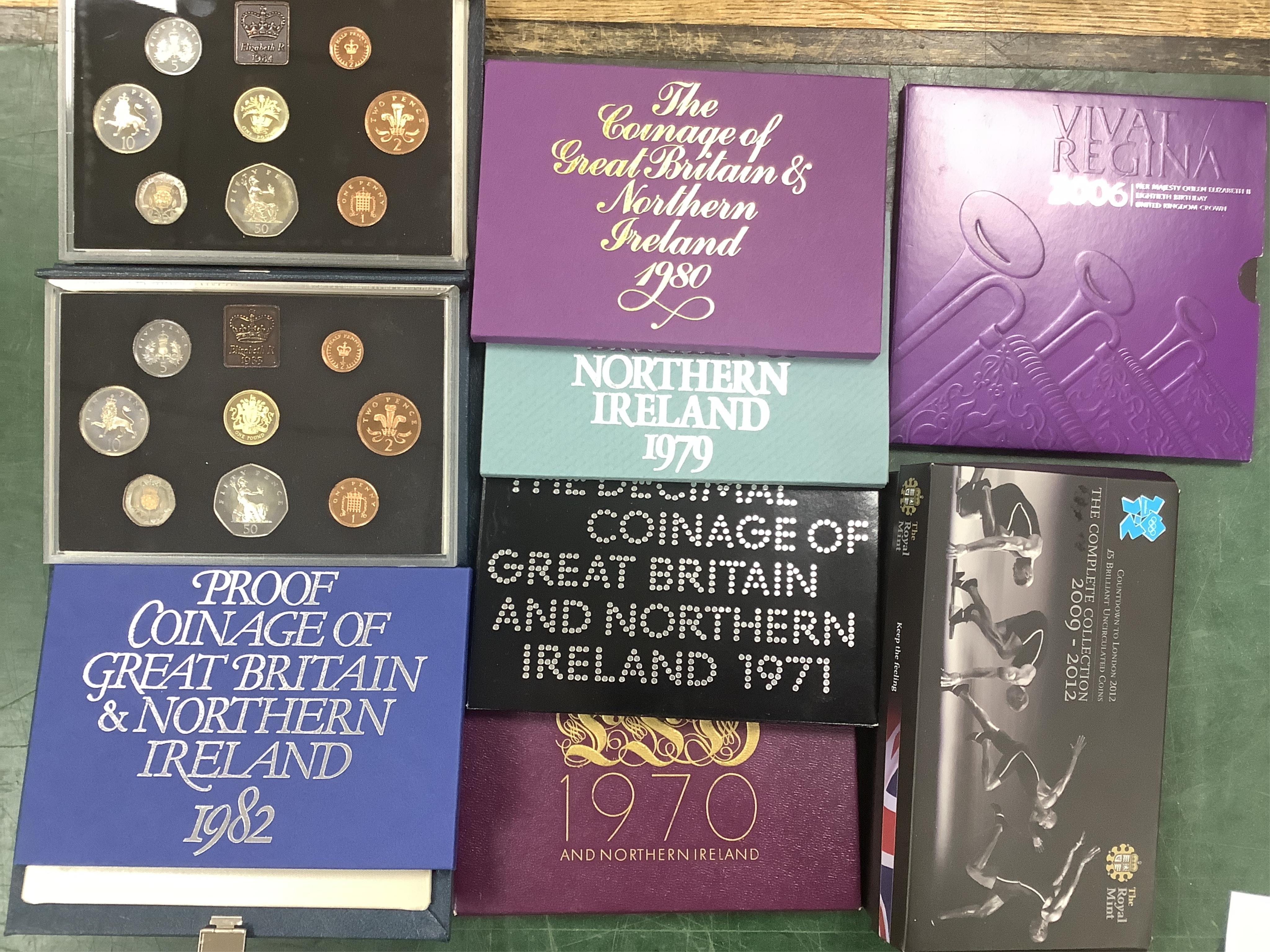 British commemorative medals and coins, the majority cupronickel or base metal to include various crowns HM Tower of London Medals etc, seven UK proof coin year sets, 2006 Queens 80th birthday crown and £5, 2012 Olympics